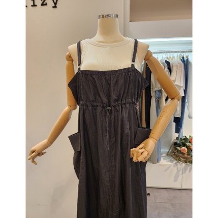 끈 스트링 양 카고 원피스