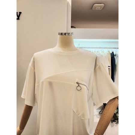 앞포켓 지퍼 트임 티셔츠