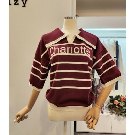 빅 카라 스트라이프 니트