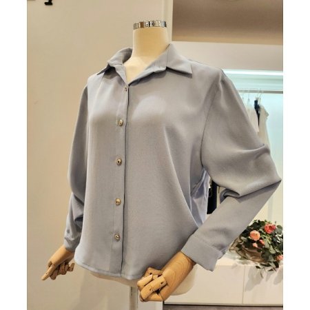 백 셔링 카라 긴팔 블라우스