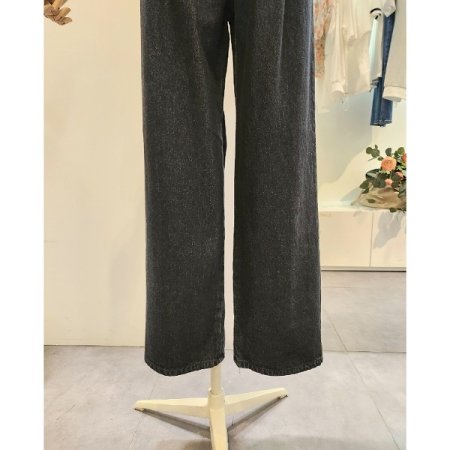 하프 밴딩 핀턱 일자 통 팬츠