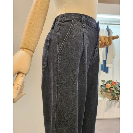 하프 밴딩 핀턱 일자 통 팬츠