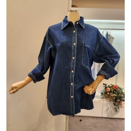 앞포켓 카라 데님 셔츠