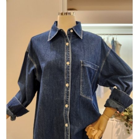 앞포켓 카라 데님 셔츠