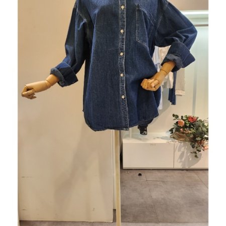 앞포켓 카라 데님 셔츠