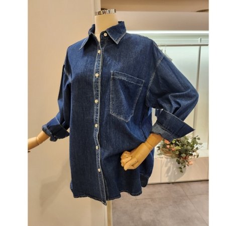 앞포켓 카라 데님 셔츠