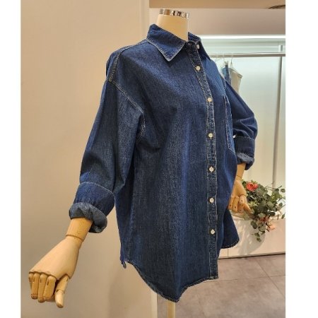 앞포켓 카라 데님 셔츠