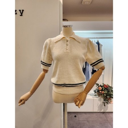 쓰리버튼 카라 니트