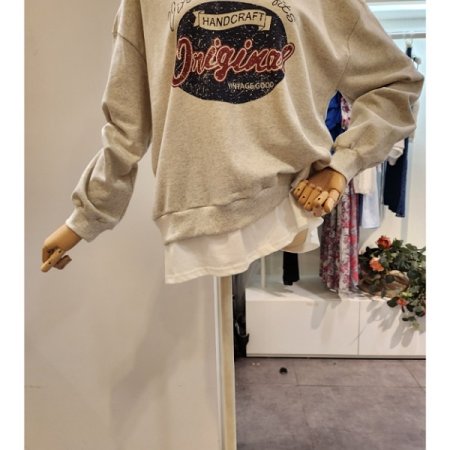 레터링 프린트 맨투맨 티셔츠