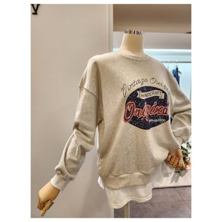 레터링 프린트 맨투맨 티셔츠