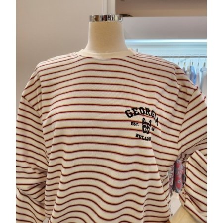 줄무늬 로고 맨투맨 티셔츠