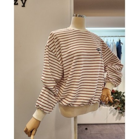 줄무늬 로고 맨투맨 티셔츠