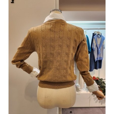 셔츠 배색 슬림 니트