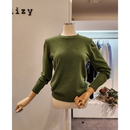 라운드넥 무지 긴팔 니트