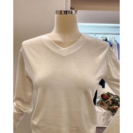 브이넥 긴팔 티셔츠