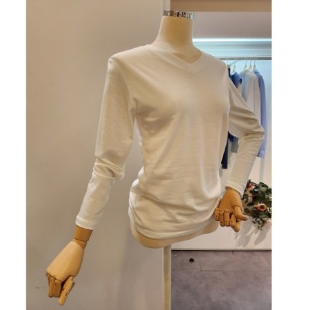 브이넥 긴팔 티셔츠