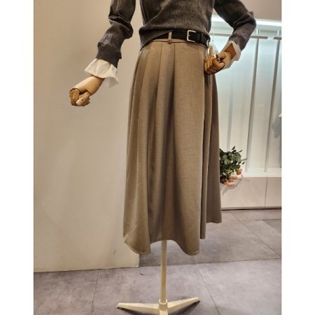 앞 핀턱 스커트 벨트 세트