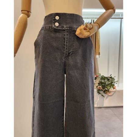 투버튼 뒷밴딩 와이드팬츠