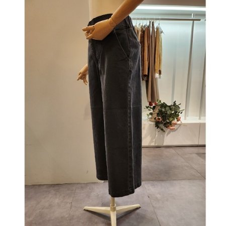 투버튼 뒷밴딩 와이드팬츠