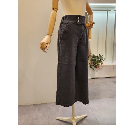 투버튼 뒷밴딩 와이드팬츠