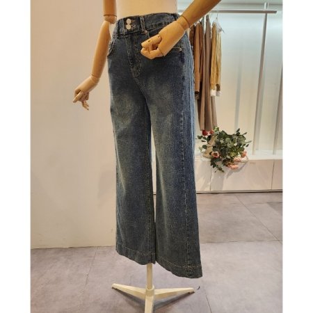 투버튼 워싱 부츠컷 팬츠