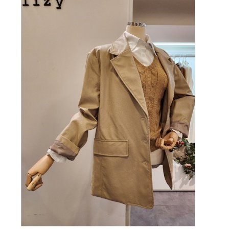 하프 카라 레자 자켓