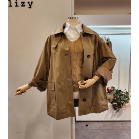 코듀로이 배색 카라 점퍼