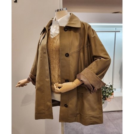 코듀로이 배색 카라 점퍼