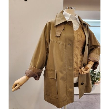 코듀로이 배색 카라 점퍼