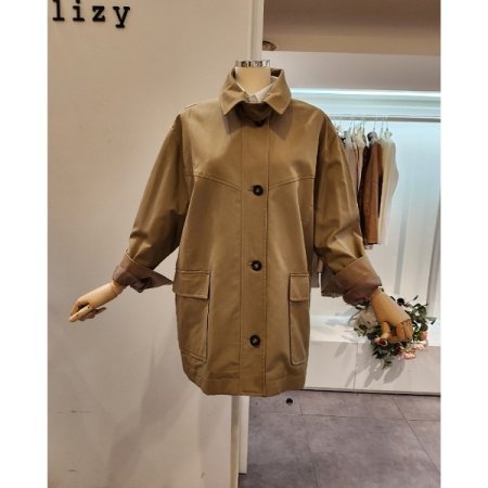 코듀로이 배색 카라 점퍼