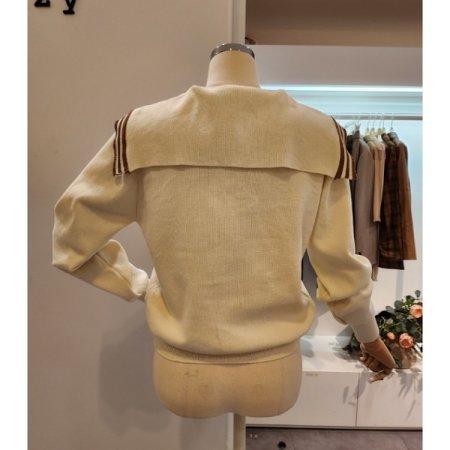 세일러 배색 니트 가디건