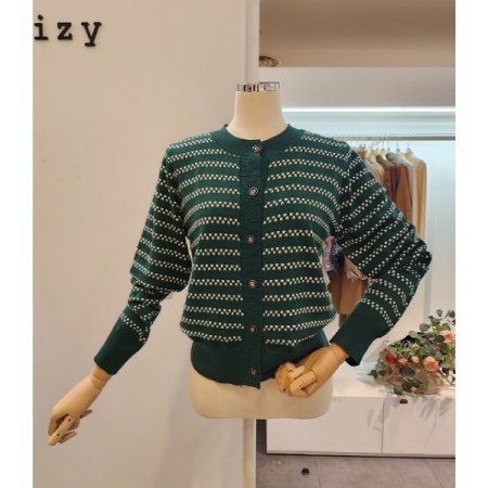 라운드넥 패턴 가디건