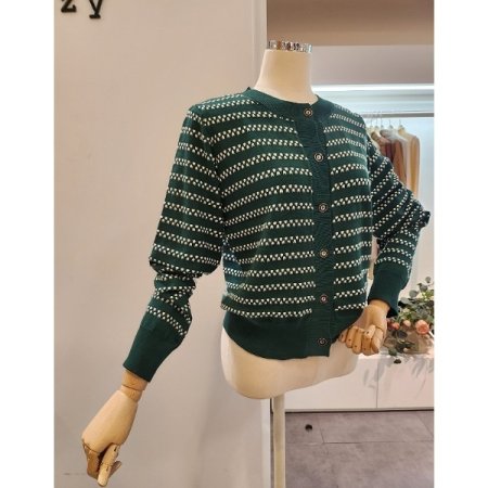 라운드넥 패턴 가디건