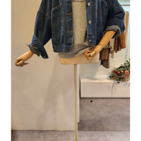 양포켓 후드 데님 자켓