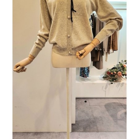 진주 장식 리본 니트