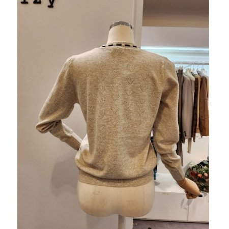 진주 장식 리본 니트