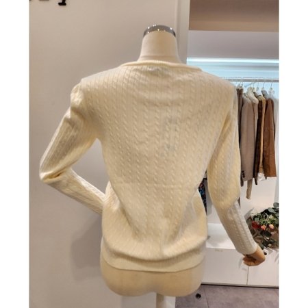 라운드넥 미니 꽈배기 니트