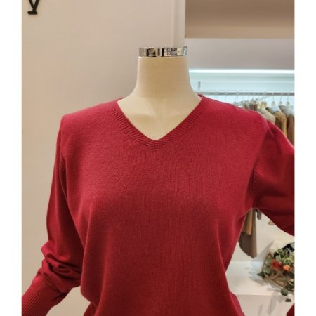 브이넥 무지 니트