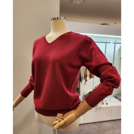 브이넥 무지 니트