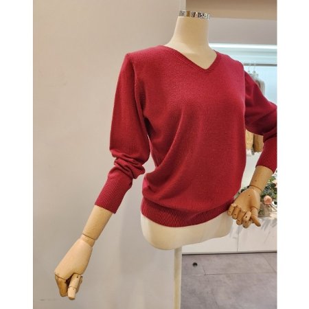 브이넥 무지 니트