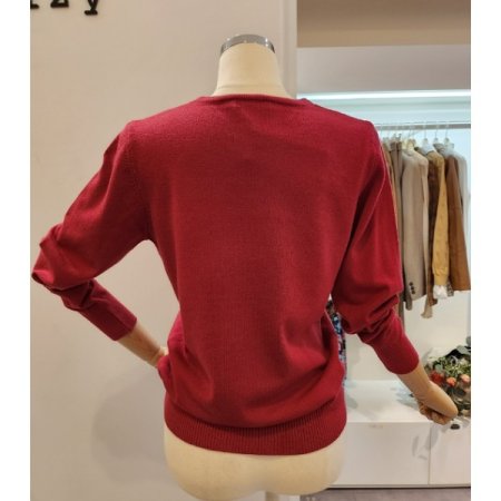 브이넥 무지 니트