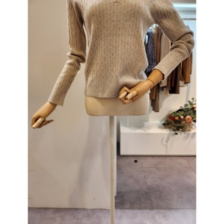 카라 미니 꽈배기 니트