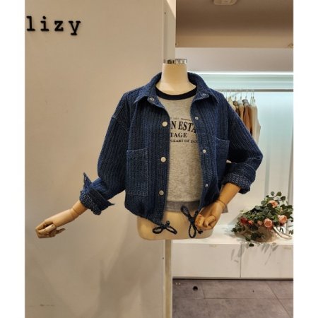 양포켓 데님 트위드 점퍼