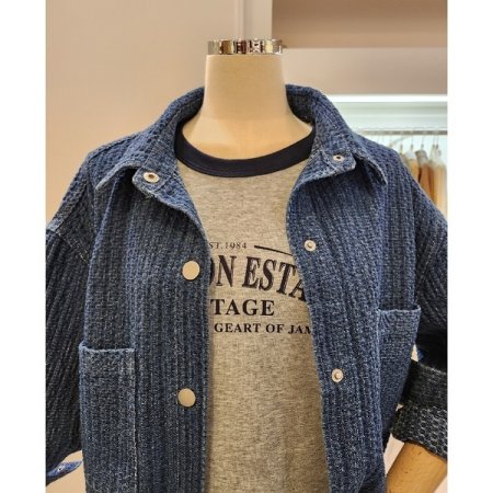 양포켓 데님 트위드 점퍼