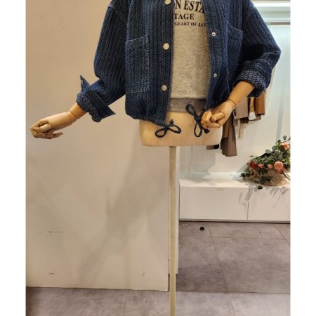 양포켓 데님 트위드 점퍼