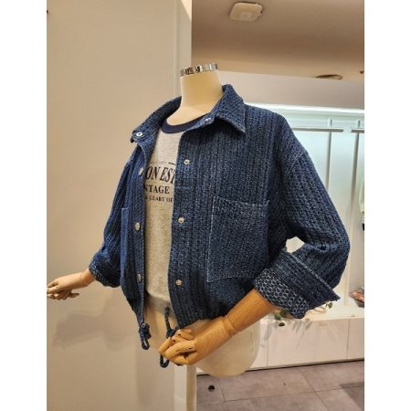 양포켓 데님 트위드 점퍼