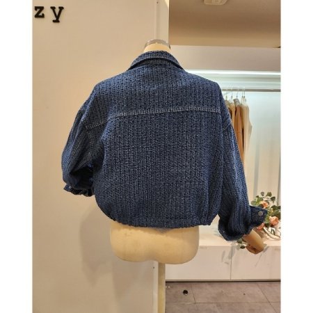 양포켓 데님 트위드 점퍼