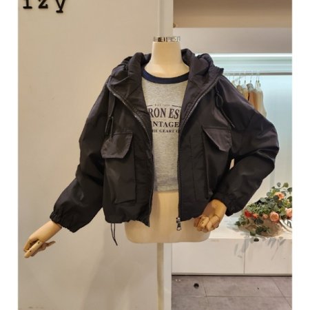 후드넥 양포켓 점퍼