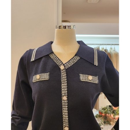 트윌 카라 배색 니트