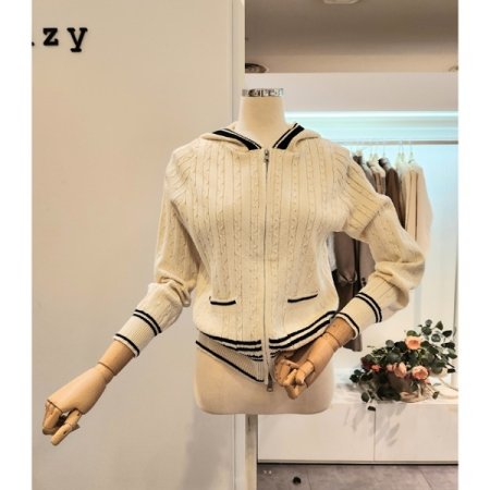 후드 꽈배기 투웨이 가디건